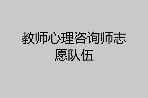 教师心理咨询师志愿队伍