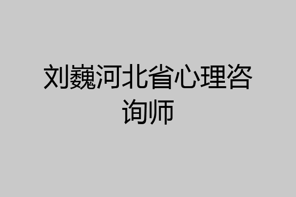 刘巍河北省心理咨询师