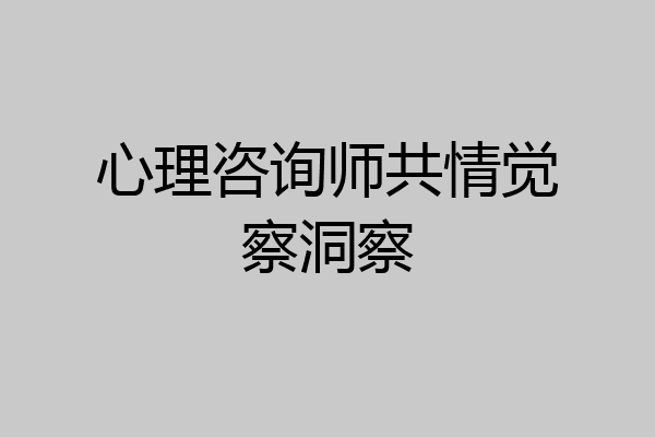 心理咨询师共情觉察洞察