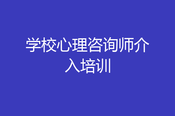 学校心理咨询师介入培训