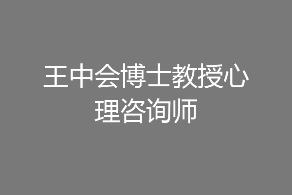 王中会博士教授心理咨询师