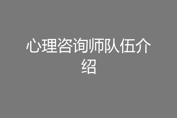 心理咨询师队伍介绍