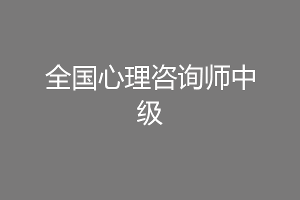 全国心理咨询师中级