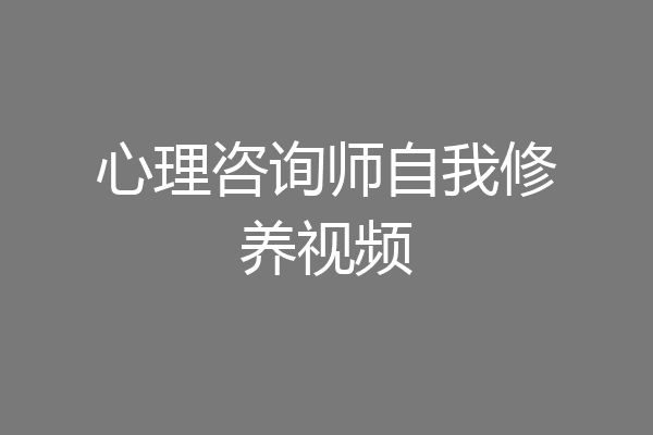 心理咨询师自我修养视频