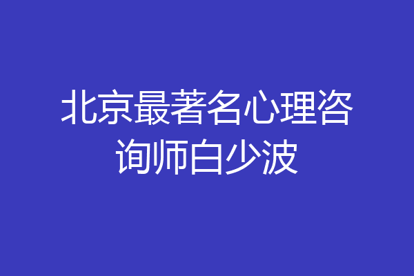 北京最著名心理咨询师白少波