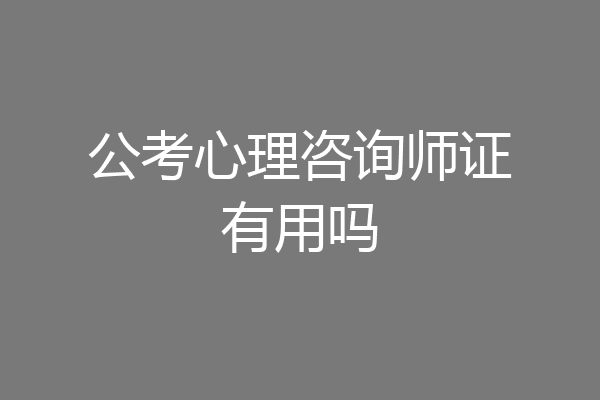 公考心理咨询师证有用吗