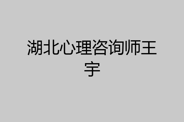 湖北心理咨询师王宇