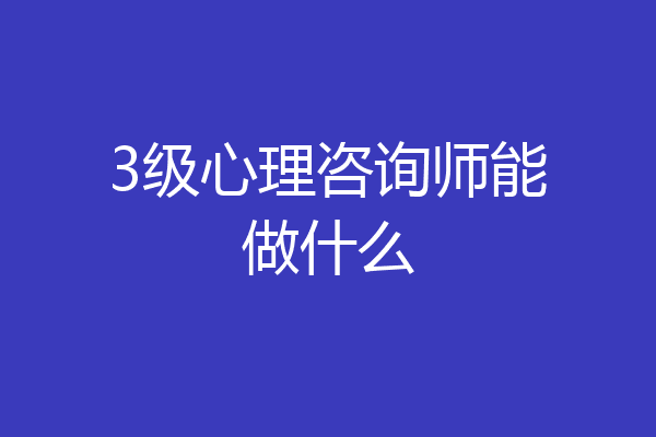3级心理咨询师能做什么