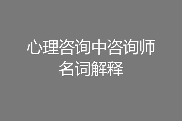 心理咨询中咨询师名词解释