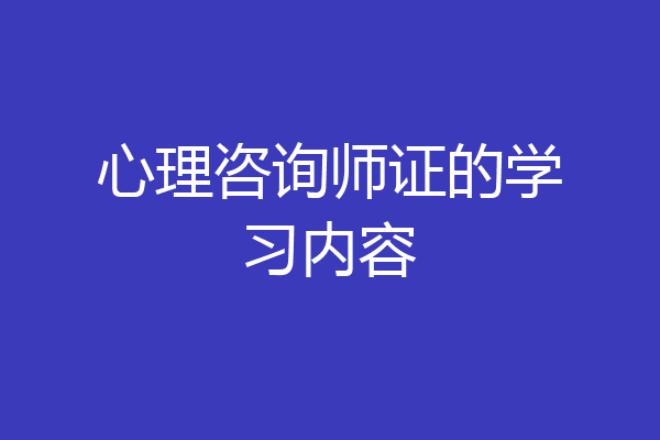 心理咨询师证的学习内容
