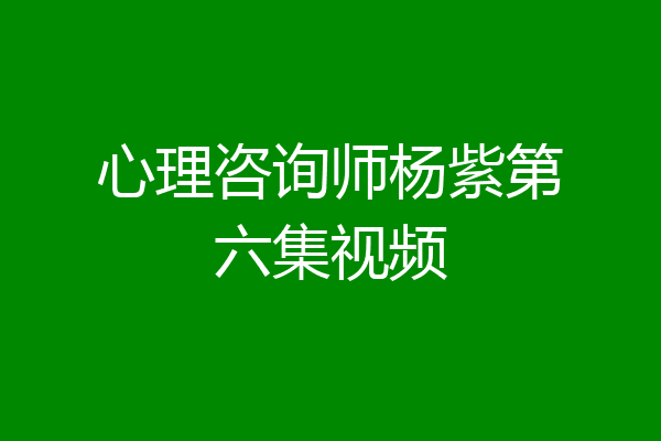 心理咨询师杨紫第六集视频