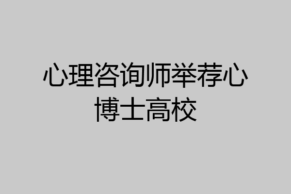 心理咨询师举荐心博士高校