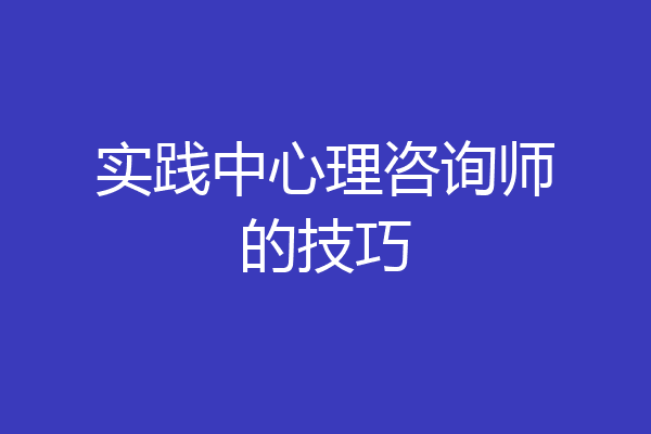 实践中心理咨询师的技巧