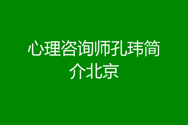 心理咨询师孔玮简介北京