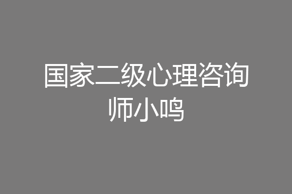 国家二级心理咨询师小鸣