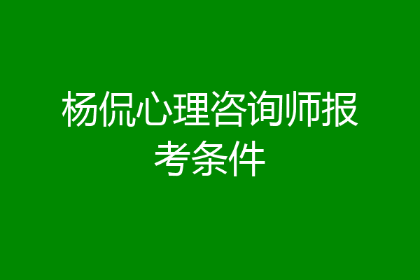 杨侃心理咨询师报考条件