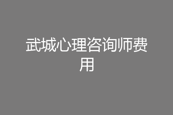 武城心理咨询师费用