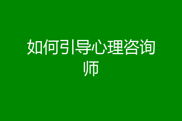如何引导心理咨询师