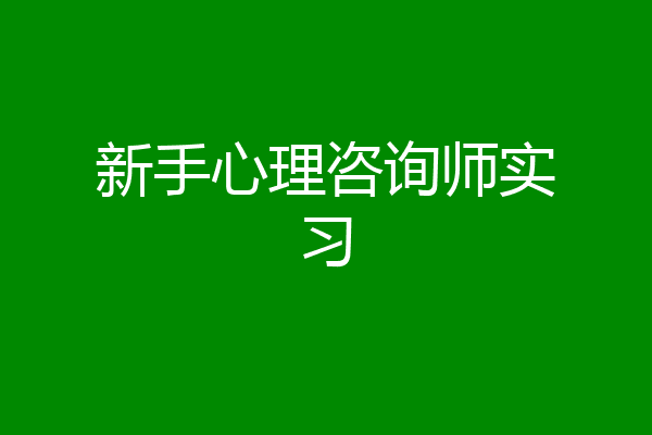 新手心理咨询师实习