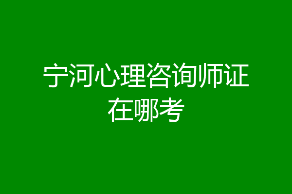 宁河心理咨询师证在哪考