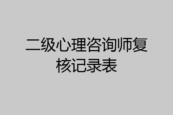 二级心理咨询师复核记录表