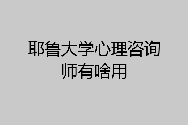 耶鲁大学心理咨询师有啥用