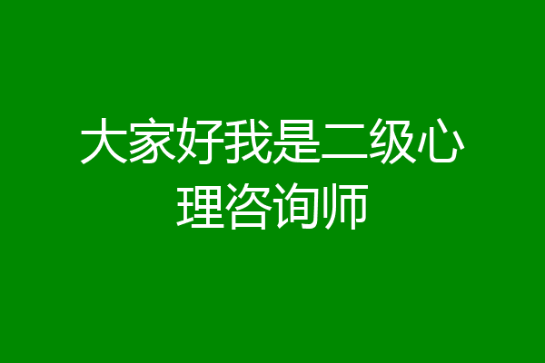 大家好我是二级心理咨询师
