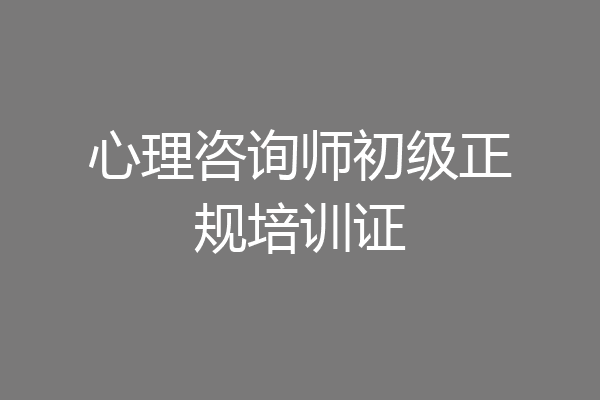 心理咨询师初级正规培训证