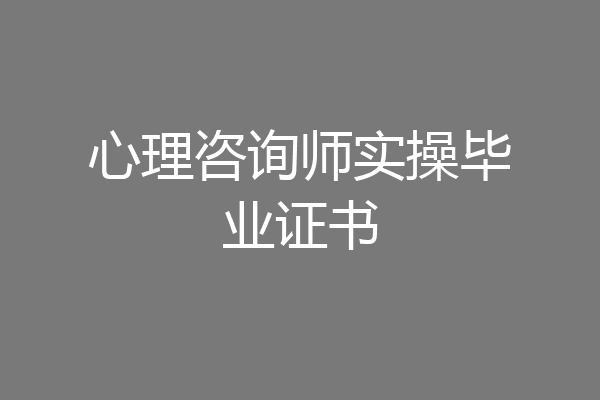 心理咨询师实操毕业证书