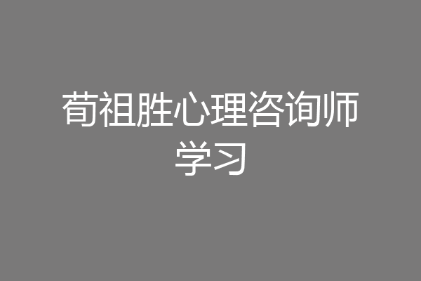 荀祖胜心理咨询师学习