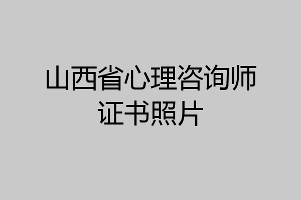 山西省心理咨询师证书照片