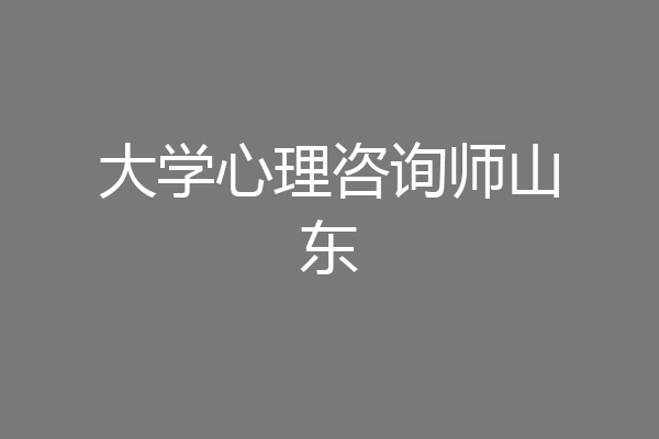 大学心理咨询师山东