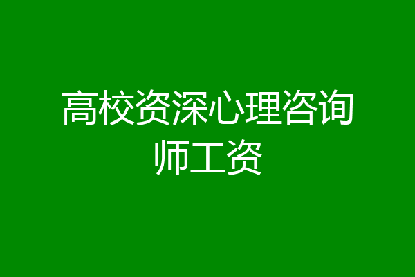 高校资深心理咨询师工资