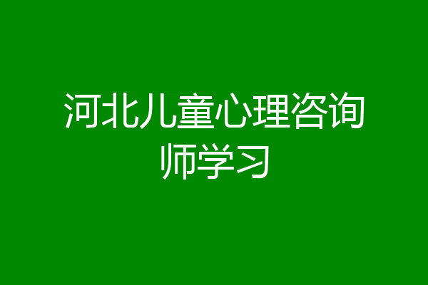 河北儿童心理咨询师学习