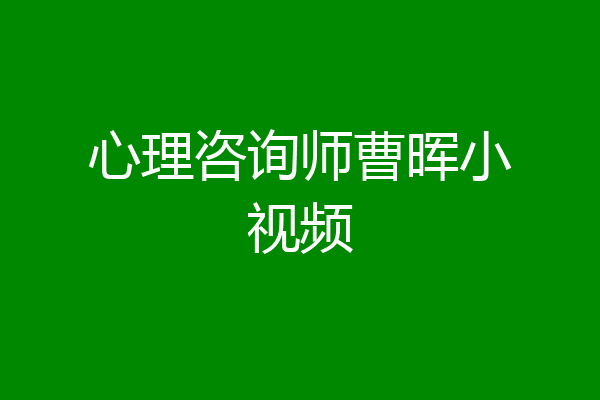 心理咨询师曹晖小视频