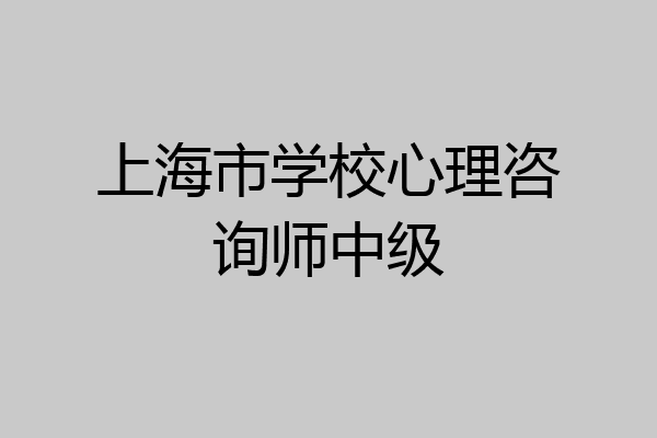 上海市学校心理咨询师中级