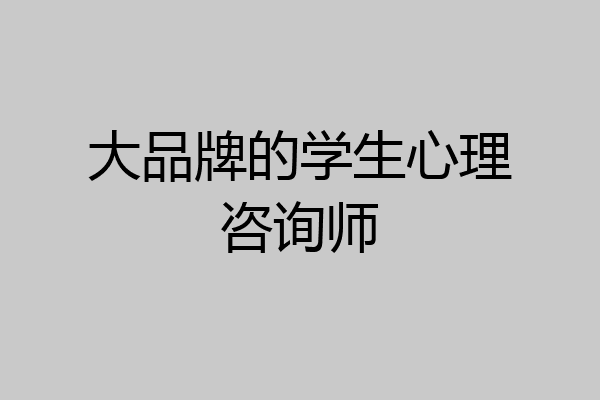 大品牌的学生心理咨询师