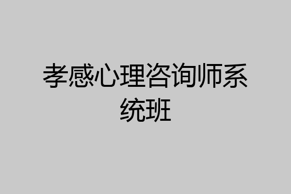 孝感心理咨询师系统班