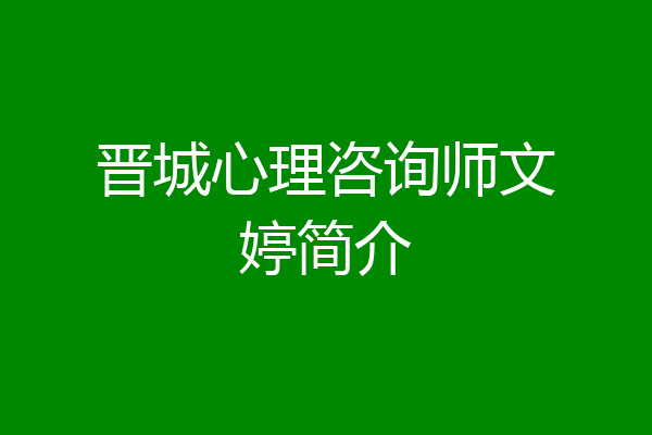 晋城心理咨询师文婷简介