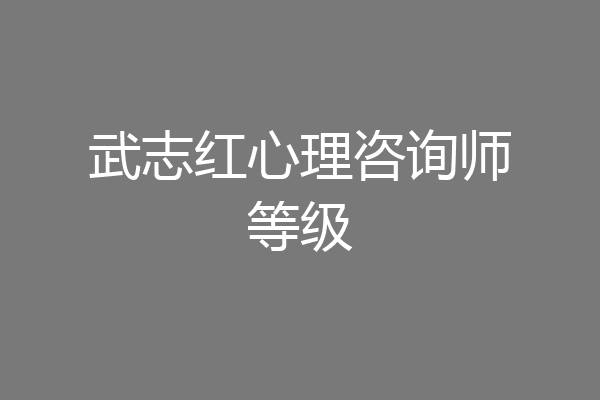 武志红心理咨询师等级