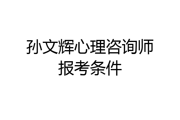 孙文辉心理咨询师报考条件