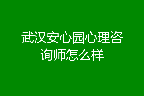 武汉安心园心理咨询师怎么样