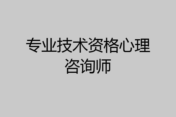 专业技术资格心理咨询师