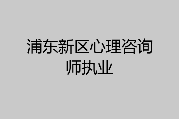 浦东新区心理咨询师执业