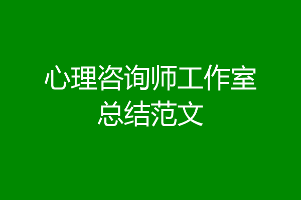 心理咨询师工作室总结范文