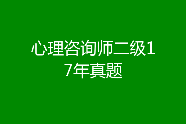 心理咨询师二级17年真题