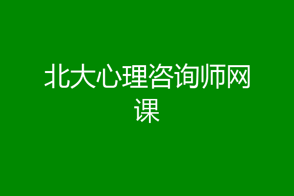 北大心理咨询师网课