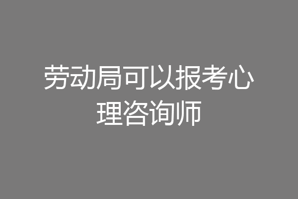 劳动局可以报考心理咨询师