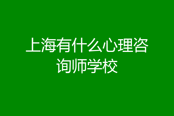 上海有什么心理咨询师学校