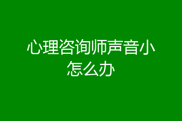 心理咨询师声音小怎么办